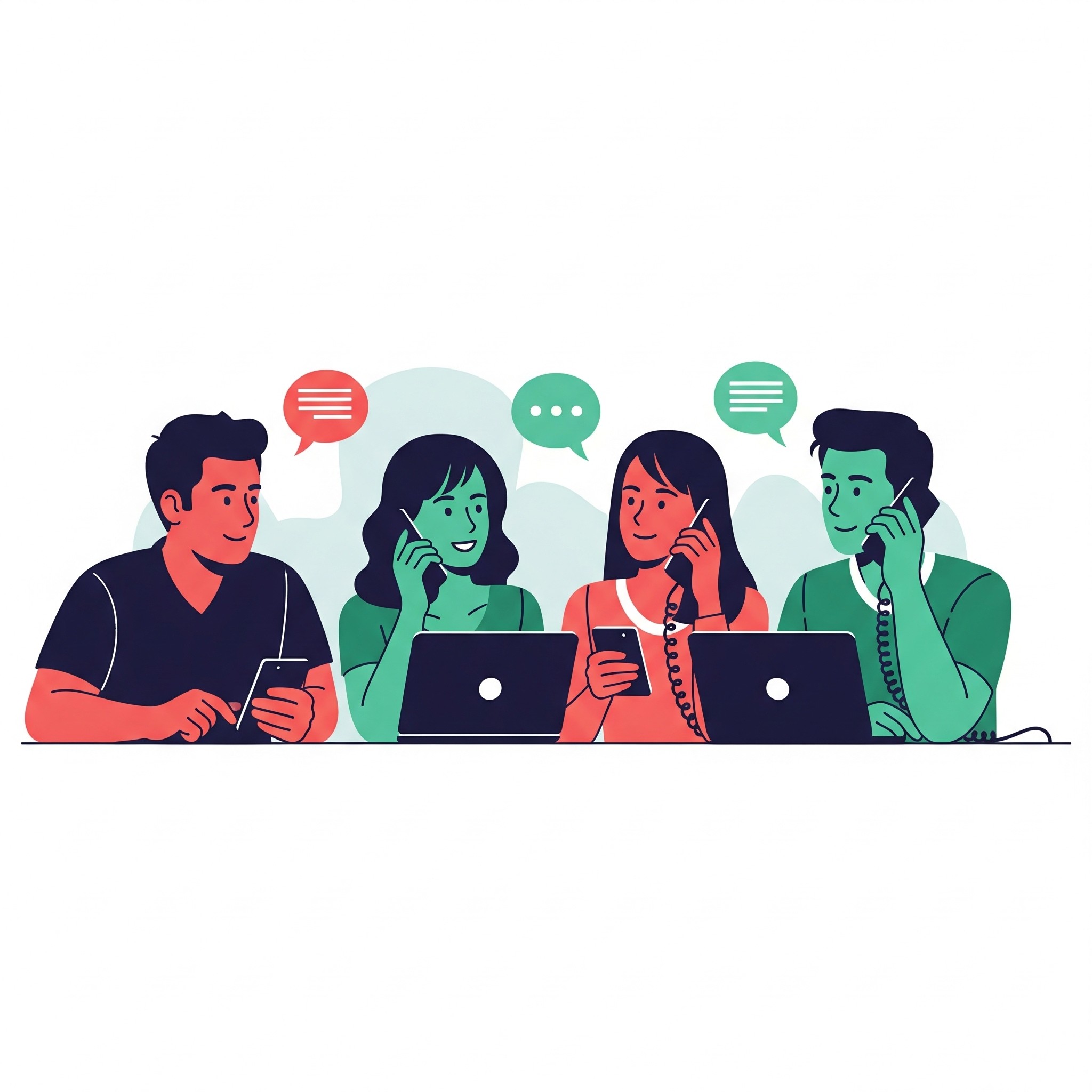 Illustration of a person using a laptop to contact support